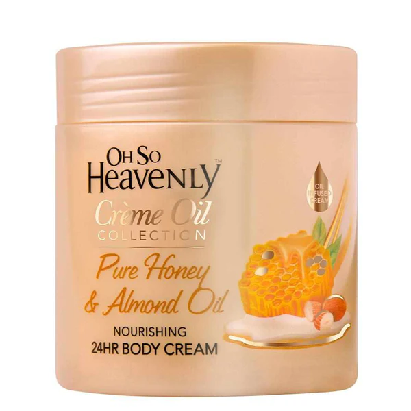 Oh So Heavenly Body Cream Honey & Almond Oil 470ml: Oh So Heavenly Creme Oil Collection Body Cream Honey and Almond Oil 470ml combines caring oil with pure nourishing honey for a moisturising solution that conditions skin for 24 hours. Skin is left silky soft and smooth.