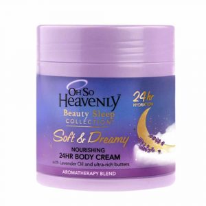 Oh So Heavenly Body Cream Soft & Dreamy 470ml: End a busy day with a little dose of luxury with this ultra-rich body cream that helps to keep skin soft and hydrated for 24 hours. The dreamy formulation is enriched with moisturising Cocoa and Shea Butters to intensively hydrate, nourish and renew dry skin while you sleep. With a soothing aromatherapy fragrance blend and Lavender Essential Oil, this bedtime essential helps to promote the ultimate beauty sleep. Wake up with a relaxed mind and softer feeling, more radiant skin! Made in South Africa Beauty without Cruelty Vegan